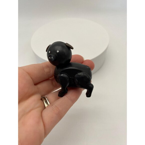 Vintage 70s Fisher-Price Play Family Farm Animal Black Pig Toy - Pig Figurine - Picture 6 of 7